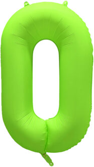 Folieballon Cijfer 0 Neon Groen (86cm) Oranje