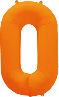 Folieballon Cijfer 0 Neon Oranje (86cm)