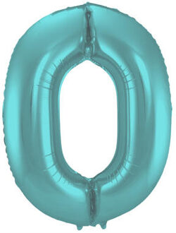 Folieballon Cijfer 0 Pastelgroen 86 Cm