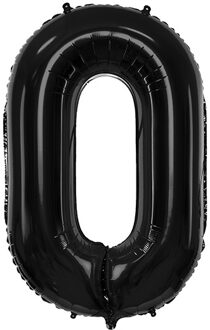 Folieballon Cijfer 0 Zwart (86cm)
