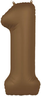 Folieballon Cijfer 1 Bruin Mat (86cm) Bruin - Kastanje