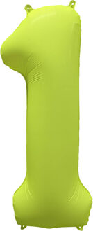 Folieballon Cijfer 1 Neon Geel (86cm) Geel - Beige - Creme