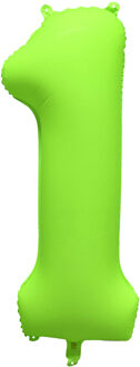 Folieballon Cijfer 1 Neon Groen (86cm) Oranje