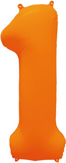 Folieballon Cijfer 1 Neon Oranje (86cm)