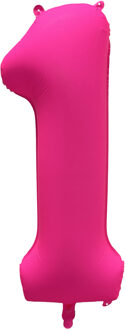 Folieballon Cijfer 1 Neon Roze (86cm) Oranje