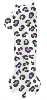 Folieballon Cijfer 1 Wit Met Panterprint (86cm) Multikleur - Print