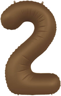 Folieballon Cijfer 2 Bruin Mat (86cm) Bruin - Kastanje