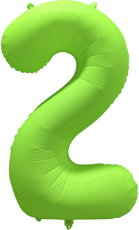 Folieballon Cijfer 2 Neon Groen (86cm) Oranje