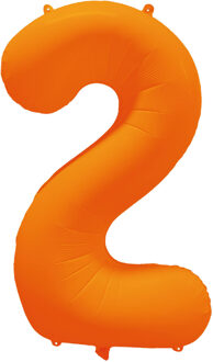 Folieballon Cijfer 2 Neon Oranje (86cm)