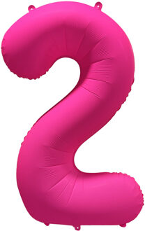Folieballon Cijfer 2 Neon Roze (86cm) Oranje