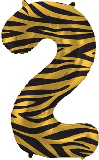Folieballon Cijfer 2 Tijger Chic (86cm) Multikleur - Print