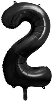 Folieballon Cijfer 2 Zwart (86cm)