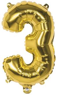 Folieballon Cijfer '3' Goud 36cm Goud - Brons