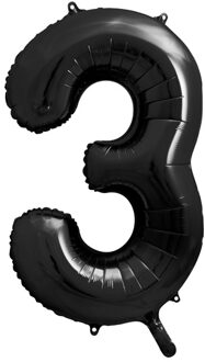 Folieballon Cijfer 3 Zwart (86cm)
