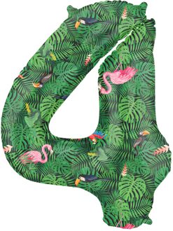 Folieballon Cijfer 4 Jungle Print (86cm) Multikleur - Print