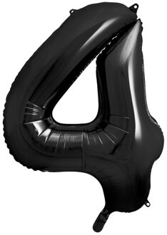 Folieballon Cijfer 4 Zwart (86cm)
