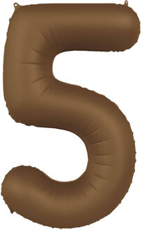 Folieballon Cijfer 5 Bruin Mat (86cm) Bruin - Kastanje
