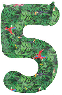 Folieballon Cijfer 5 Jungle Print (86cm) Multikleur - Print