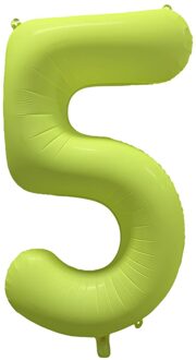 Folieballon Cijfer 5 Neon Geel (86cm) Geel - Beige - Creme