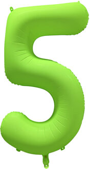 Folieballon Cijfer 5 Neon Groen (86cm) Oranje