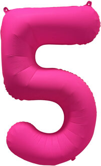 Folieballon Cijfer 5 Neon Roze (86cm) Oranje