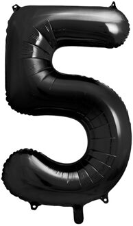 Folieballon Cijfer 5 Zwart (86cm)