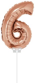 Folieballon Cijfer 6 40 Cm Rosé Goud Goudkleurig