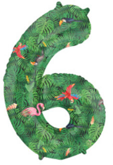 Folieballon Cijfer 6 Jungle Print (86cm) Multikleur - Print