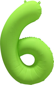 Folieballon Cijfer 6 Neon Groen (86cm) Oranje