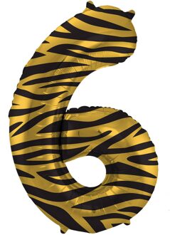 Folieballon Cijfer 6 Tijger Chic (86cm) Multikleur - Print