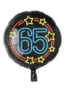 Folieballon Cijfer 65 Rond 46 Cm Zwart/blauw