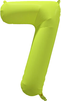 Folieballon Cijfer 7 Neon Geel (86cm) Geel - Beige - Creme