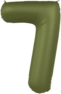 Folieballon Cijfer 7 Olijfgroen Mat (86cm)