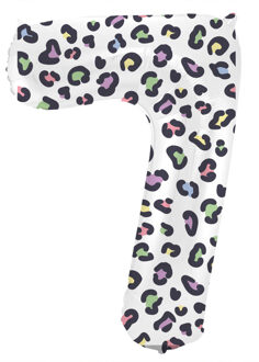 Folieballon Cijfer 7 Wit Met Panterprint (86cm) Multikleur - Print