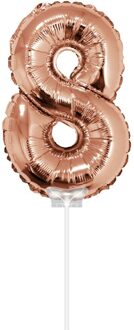 Folieballon Cijfer 8 40 Cm Rosé Goud Goudkleurig