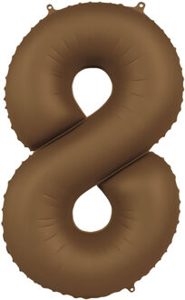 Folieballon Cijfer 8 Bruin Mat (86cm) Bruin - Kastanje