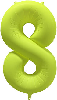 Folieballon Cijfer 8 Neon Geel (86cm) Geel - Beige - Creme