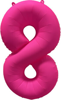 Folieballon Cijfer 8 Neon Roze (86cm) Oranje