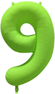 Folieballon Cijfer 9 Neon Groen (86cm)