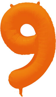 Folieballon Cijfer 9 Neon Oranje (86cm)