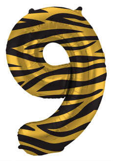 Folieballon Cijfer 9 Tijger Chic (86cm) Multikleur - Print