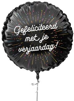 Folieballon 'Gefeliciteerd met je verjaardag' Zwart (45cm) Multikleur - Print