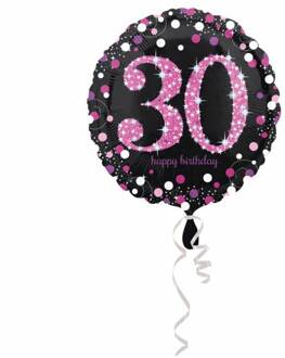 Folieballon Happy 30 Birthday 45 Cm Helium Zwart/roze