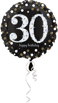Folieballon Happy Birthday 30 Jaar 45 Cm Helium Zwart