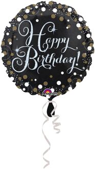 Folieballon Happy Birthday 43 Cm Zwart