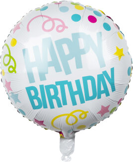 Folieballon Happy Birthday 45 Cm Wit Multikleur