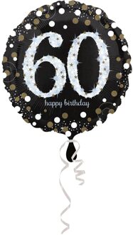 Folieballon Happy Birthday 60 Jaar 45 Cm Helium Zwart