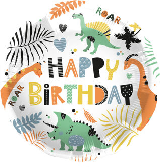 Folieballon 'Happy Birthday' Dino's (45cm) Multikleur - Print