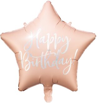 Folieballon Happy Birthday Ster Poederroze (40cm)