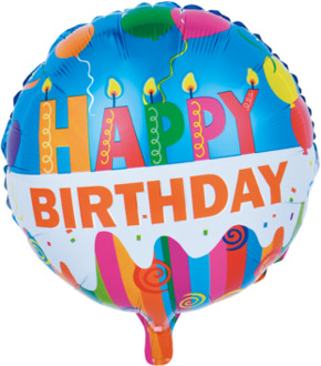 Folieballon Happy Birthday Taart (46cm) Multikleur - Print